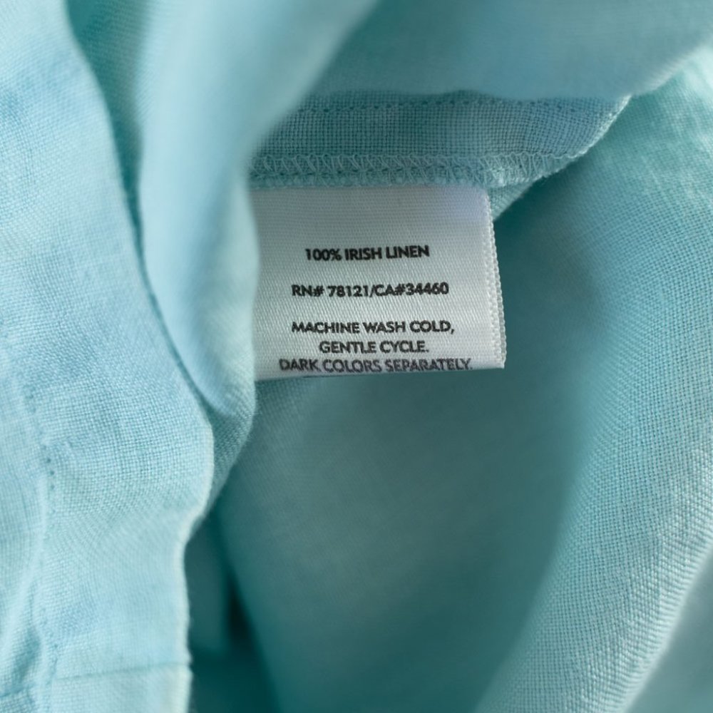 Eileen Fisher Irish Linen Wide Leg Blue Green Pants Womens Size Large - Picture 11 of 11